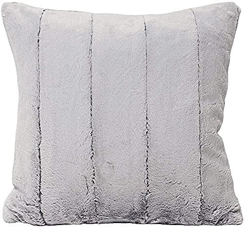 Paoletti Empress Cushion Cover – Soft Faux Fur Velvet Decorative Cushion Case with Concealed Zip for Elegant Home Styling (Grey - 55x55cm)