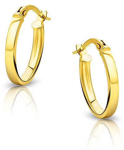 OROVI Ohrringe Damen - Creolen Gold (375) 9 kt Gelbgold - Damenohrringe aus Echtgold - Ovale Hoops Ohrringe - Schmuck Damen - Gold Schmuck - hypoallergene ohrringe - Ohrschmuck handgemacht in Italien