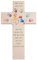 Fritz Cox Kreuz für Kinder aus Holz, natur | Gott beschütze mich | spielende Kinder unter einem Regenbogen von bunten Händen | Taufgeschenk für Jungen & Mädchen | 15cm