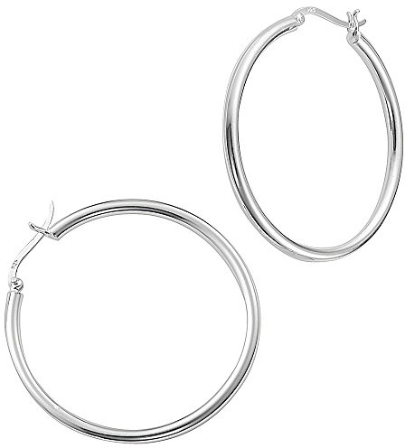 VINANI Klapp-Creolen aus 925 Sterling Silber I Nickelfreie Ohrringe für Damen I Glänzende Oberfläche mit Anlaufschutz I Allergikerfreundlich I Handarbeit in Juweliersqualität I 2CRG