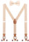Herren Hosenträger Fliege Set 2 WAY TO WEAR 6 Leder Knopfloch 3 Clips Y-Form 3,5cm Breit Verlängerte Hosenträger für Körpergröße 160-200cm - Beige