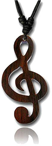viva-adorno Halskette Holzanhänger Notenschlüssel Musik Noten Baumwollband Kette Länge verstellbar HK34.D4