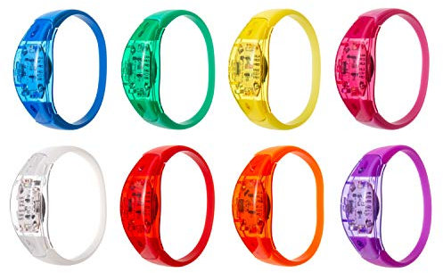 Ultra 12 Mixed Colours Sound Activated LED Bracelets Glowing Voice Control Wristband LED Light Up Flashing Adult Party Men Women Music Rave Accessories LED Wrist Bands For Event Glow Dark