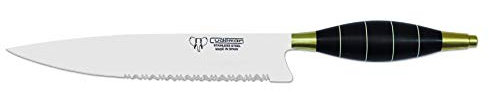 Cudeman Cuchillo Canario 163-N Hoja de Acero Inoxidable 420 Filo SERRADO de 17 cm y empuñadura de metacrilato Negro de 10 cm para Caza, Pesca, Supervivencia y bushcraft + Portabotellas Regalo