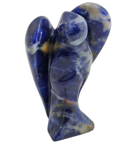 Nupuyai Sodalith Schutzengel Figur Handschmeichler Engel Glücksbringer | Handschmeichler Engel Heilstein, Edelstein Schutzengel Figur Deko, Taschenengel, Talisman Glücksengel Geschenk für Frauen