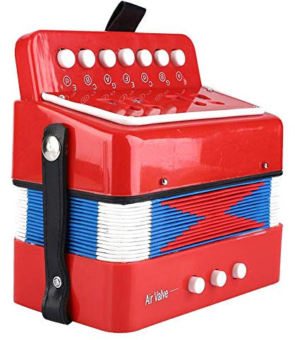 Mini Akkordeon, 7 Tasten Akkordeon Spielzeug Musikinstrument Spielzeug Klavier Akkordeon Instrument für Kinder Kleinkinder(rot)