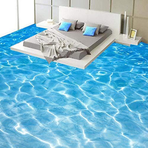 Plancher 3D Fluxpapier Peint 3D Moderne Eau De Mer Photo Autocollant Mural Salle De Bains Chambre Pvc Imperméable 3D Carreaux De Sol En Vinyle Papier Peint Papel De Parede-200 * 140Cm