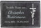 wandmotiv24 Schiefertafel Trauer, Gedenktafel Verstorbene Querformat 30x20cm Personalisiert Name + Datum, Trauerspruch + Bildmotiv Kreuz, Digitaldruck, Witterungsbeständig, Naturprodukt