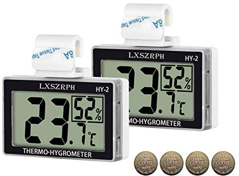 LXSZRPH Reptile Thermometer Hygrometer HD LCD Digital Thermometer with Hook Temperature Humidity Meter Gauge for Tanks, Terrariums, Vivariums (2packs)