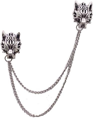 Tête De Loup Épinglette Badge Manteau Costume Fête De Mariage Shirt Collier Cadeau Accessoires Broche pour Hommes (Argent)