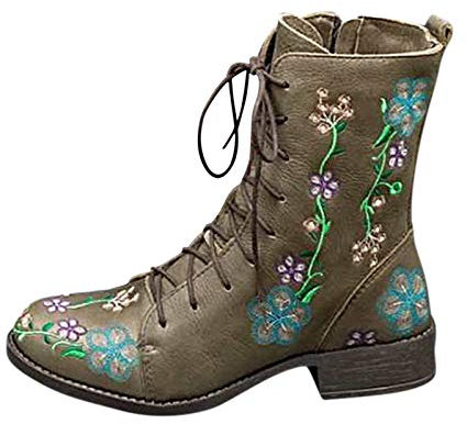 Stivali Donna Boot Bikers Boots Stivaletti Stivali Donna Moda Casual Tacchi Quadrati Scarpe Lunghe alla Caviglia (37,Verde)