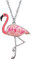 DOWAY Collier avec pendentif flamant rose pour femmes et filles, cadeau avec pendentif oiseau rouge avec émail floral, M, Zinc, Pas de gemme