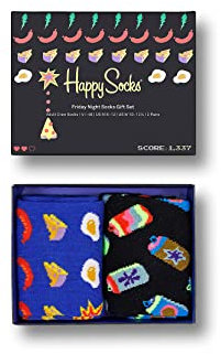 Happy Socks 2-Pack Friday Night Socks Set, farbenfrohe und fröhliche, Socken für Männer und Frauen, Schwarz (36-40)