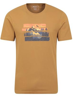 Mountain Warehouse Mountain Explorer Mens Tee - 100% Cotton Casual T-Shirt, Lightweight, Breathable - Best for Autumn, Winter, Hiking, Camping & Outdoors Beige (Mountain Explorer) M