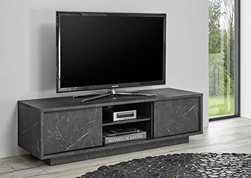 Web Convenienza Mobile TV con 2 Ante a Ribalta - Made in Italy - Mobile Televisore con Ante Contenitore Collezione Carrare per Soggiorno Cucina Sala da Pranzo Design moderno e spazioso Marmo Nero