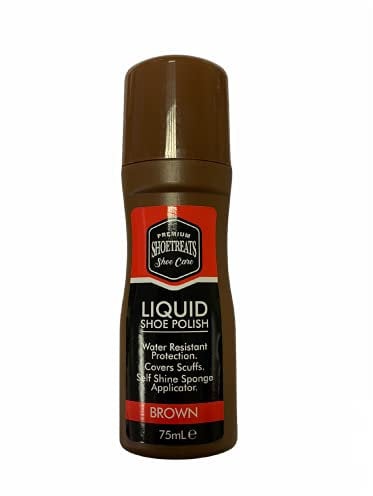 Shoetreats Shoe Care Liquid Shoe Shine Polish, Brown, 75ml - With Sponge Applicator