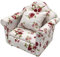 LATRAT Puppenhaus Sofa, 1:12 Puppenhaus Miniatur Möbel Modell Tuch Blumenmuster Couch Sessel Sofa Mit Kissen, Zubehör Blumenmuster Mini Möbel Sofa Set mit Rückenkissen (Safran)