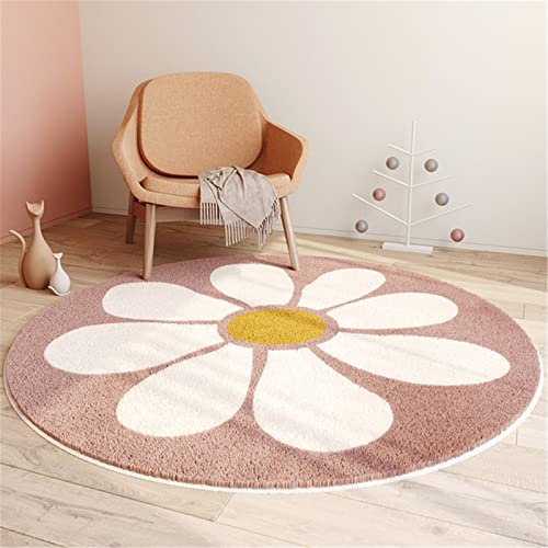 SWECOMZE Kinderzimmer Babymatte Weich Teppich Rund Babyzimmer Krabbeldecke rutschfest Spielmatte Baby Krabbelmatte Groß Kinderteppich Mädchen Jungen (Blume,120 * 120cm)