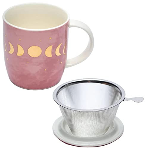casaesport Caja regalo Mug Taza 4 fases Lunares 400 cc, tapa e infusor inoxidable - Porcelana Bone China - Ciclo Luna