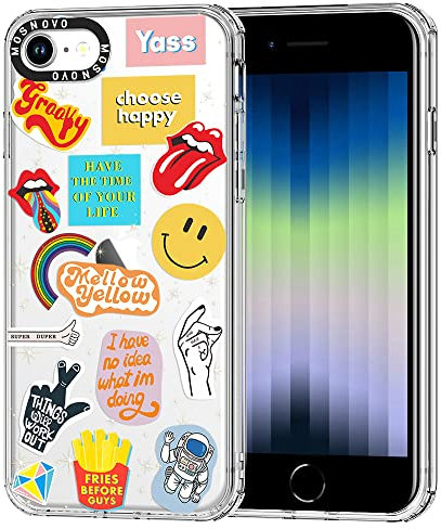MOSNOVO für iPhone SE/iPhone 8 / iPhone 7 Hülle – Durchsichtige, schlanke, stoßfeste TPU+PC-Handyhülle, [6,6 Fuß Fallschutz/Anti-Abziehen] - Popkultur