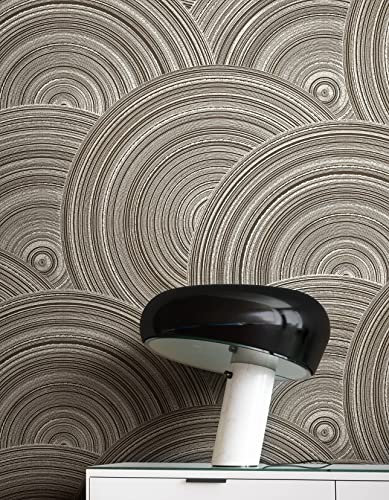 NEWROOM Papier peint Marron Légèrement Brillant Intissé - Ethno Or Blanc Cercle Spirale Moderne