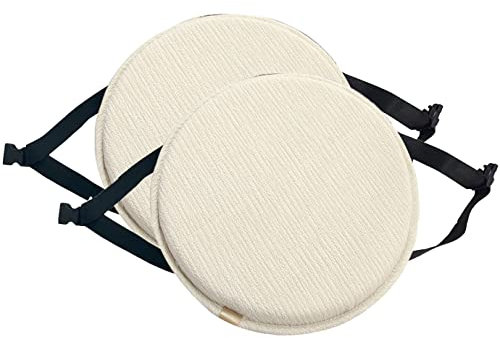 EN AyuL Cojín redondo para silla, cojín de asiento con hebilla antideslizante, cojín suave para taburete/jardín/interior/exterior/hogar (2 unidades, 30 x 30 cm, B)