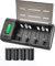 Rechargeable D Batteries with Charger, Universal Battery Charger for AA AAA 9V D C Rechargeable Battery Cell with 4 Pack NiMH D Size Rechargeable Batteries
