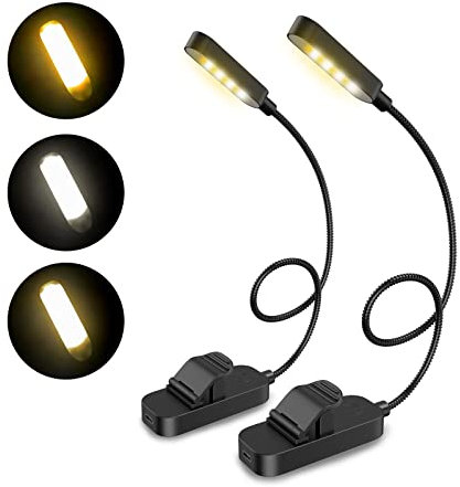 Ankilo Leselampe Buch Klemme, 360° Flexibel Buchlampe mit 8 LEDs, 3 Farbtemperatur Modi, Dimmbare Augenschutz Klemmlampe, USB Wiederaufladbare Buchlampe für Nachtlesen, Büro, eBook, Reisen