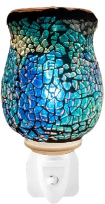 Aroma Haven S2 Electric Wax and Oil Burner | Mosaic Plug In Wax Melter & Essential Oil Warmer Diffuser | Aromatherapy Night Light for Home & Bedroom Decor Plug-In Wax Warmers Melts (Crackle Blue)