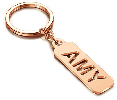 INBLUE Porte-clés Personnalisé avec Nom, Porte-clés de Voiture en Acier Inoxydable avec Accessoire de Symbole avec Nom Initial Mignon Porte-clés pour Cadeau pour Femme