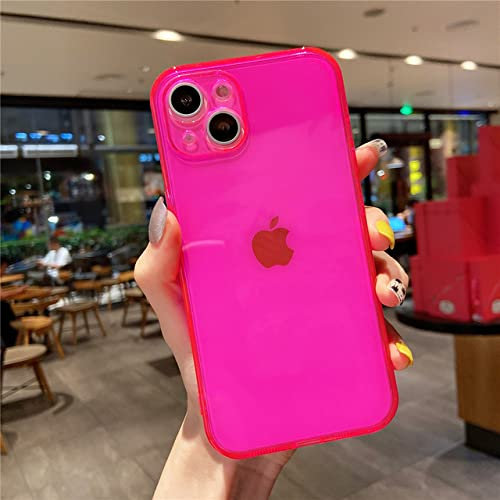 BSAPP Coque Transparente Fluo Fluo pour iPhone 14 13 12 11 Pro Max XS SE 2 XR X 7 8 Plus Coque en Gel de Silicone Couleur Bonbon Mignon, Rose Rose, pour iPhone 11
