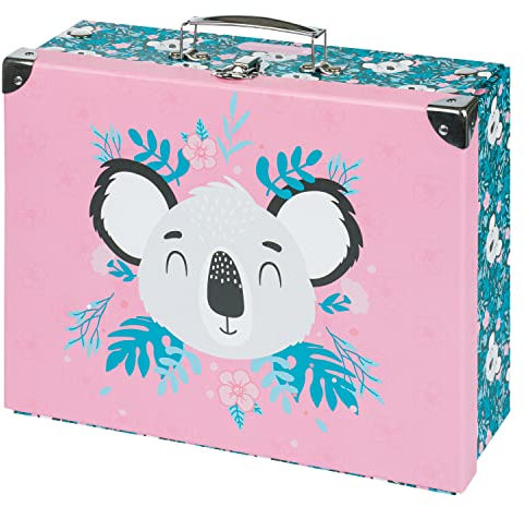 Kinderkoffer für Spielzeug und Schulbedarf, Pappkoffer, Spielzeugkoffer, Spielkoffer, Faltbarer Kinder Koffer, Faltkoffer, Klappkoffer mit Metalgriff (Baby Koala)