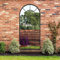 MirrorOutlet The Arcus - Black Framed Window Modern Full Length Arched Garden Mirror 71 X 33.5 (180CM X 85CM) Silver Mirror Glass with Black All weather Backing.
