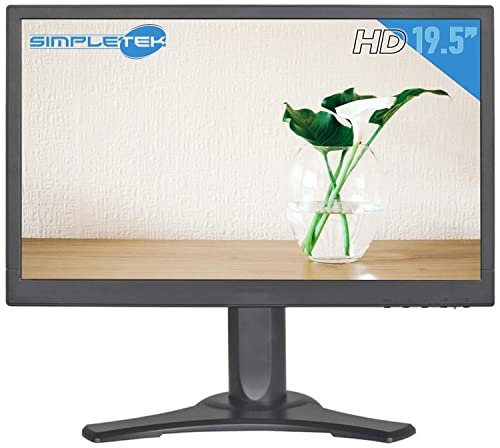 SIMPLETEK - Monitor de Pantalla LCD de 19,5 | 1600 x 900 px, LED con Altavoces Integrados VGA, DVI 16:9 | Negro