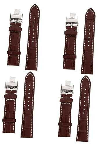 GALPADA 4stücke Hochwertiges Lederarmband Für Uhren Tiefbraun Mit Weißer Kompatibel Mit Unisex-uhren Langlebig Und Hautfreundlich Für Anlässe Oder Alltag