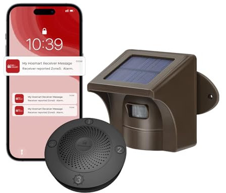 eMACROS Pro 3 Alarme solaire pour allée avec application, portée de 1,2 km, détecteur de mouvement et détecteur de mouvement extérieur sans fil, résistant aux intempéries, idée cadeau pour la fête des