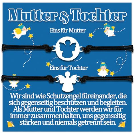 Mutter Tochter Armband Geschenke für Mama und Tochter Armbänder Schutzengel Geschenk Von Mutter Geburtstagsgeschenk zum Geburtstag Geschenkideen Schmuck Frauen Schmuckset für 2 Damen Weilnachten