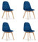 Home Collective Lot de 4 chaises de salle à manger, de bureau, de cuisine, rembourrées, en velours, avec pieds en bois de hêtre, charge d'assise de 120 kg, 54 x 44,5 x 81,5 cm, velours bleu marine
