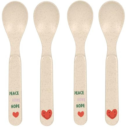 LÄSSIG Kinder Löffel Set (4 Stk.) Kinderbesteck ohne Melamin, BPA-frei, für Spülmaschine und Mikrowelle/Spoon Set Happy Rascals Heart