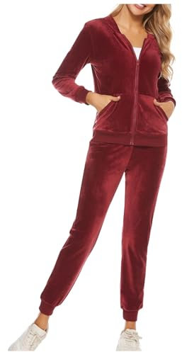 Saymany Damen Jogginganzug Set, Winter Sport Anzug Für Damen Fleece Hausanzug Damen Zweiteiliges Set Set Damen Outfit Hausanzug Damen Kuschelig, Jogging Anzug Jogginganzug Damen