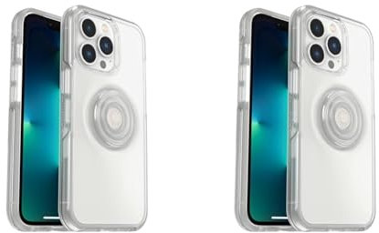 OtterBox Otter Plus Pop Case for iPhone 13 Pro, Shock & Drop Proof, Protective Case with PopSocket Grip, 3x Tested to Military Standard, Clear (Pack of 2)