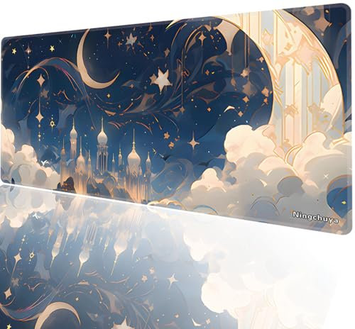 Ningchuya Mauspad, 600 x 300 mm Gaming Mousepad, Groß Tischunterlage verbessert Geschwindigkeit und Präzision rutschfeste Mausmatte für PC, Büro, Laptop, Computer (60x30YueLiangEU)