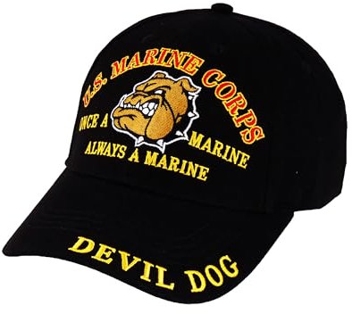 Trendy Zone 21 USMC Cap | Stylische Marine Corps Mütze | Offiziell lizenzierte Caps | 100% Baumwolle | Stylische Baseballmütze, Schwarz, M-L