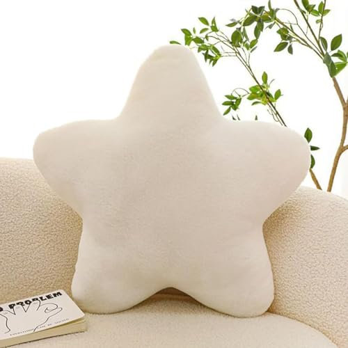 Bettschlange Kuschelkissen Kinder, Stern Kinderkissen, Weiche Flauschige Sternenkissen, Kissen Kinderzimmer Sternform Dekokissen für Mädchen & Jungen Zuhause Schlafzimmer,Weiß,50x50cm