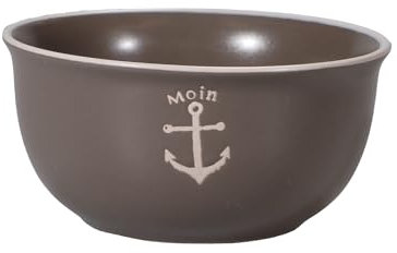 Seaside No.64 - maritimes Steingut-Geschirr in taupe - Mix & Match Serie aus Keramik - nautische Motive zum Kombinieren - Küchenzubehör, Geschenkartikel (Schale, Anker)
