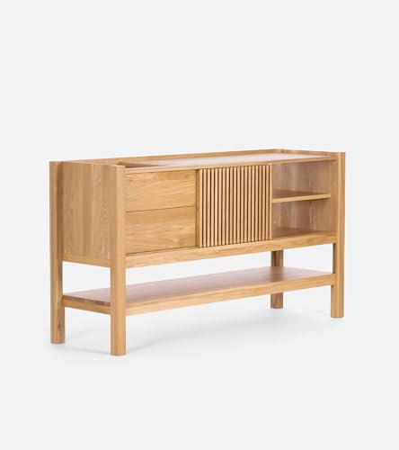 JAMM - Plattenspielerständer, Schallplattenaufbewahrung aus massivem Eichenholz