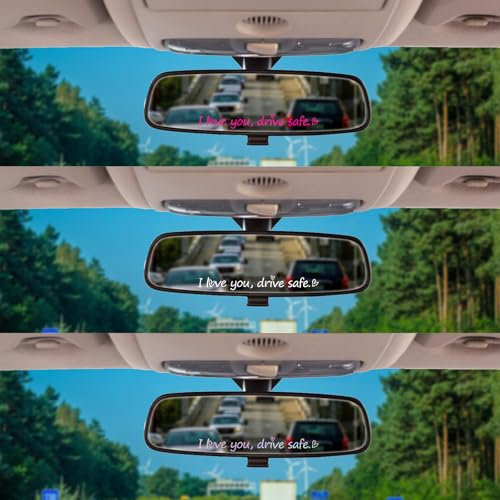 lasuroa Rückspiegel-Aufkleber 'Drive Safe', 4 Stk, Multicolor, PET/Vinyl, Minimalist, für Glas & Kunststoff, Auto, Autospiegel