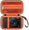 Elonbo Kameratasche für Sony ZV-1/ ZV-1F/ ZV-1 II/ RX100 VII/ RX100 VI/ RX100 V/ RX100 IV/ RX100 III Kompakt Digitalkamera, Sony Vlogging Kamera Reisetasche, Schwarz+Orange