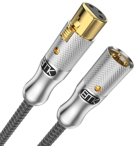 EMK XLR-Mikrofonkabel, XLR-Stecker auf XLR-Buchse, 3-polig, symmetrisches Mischpult-Lautsprecherkabel, Equalizer-Mikrofon-Vorverstärkerkabel (5M, XLR-Stecker auf Buchse, Silber)