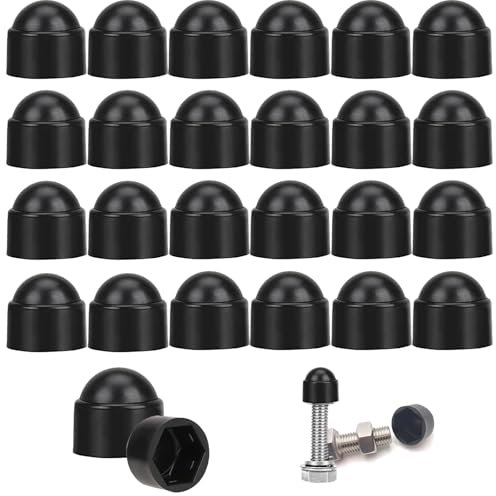 100 PCS Black Screw Caps, M8 (14mm Wrench) Black Plastic Nut and Bolt Protective Dome Cover Hex Nut and Bolt Protection Caps